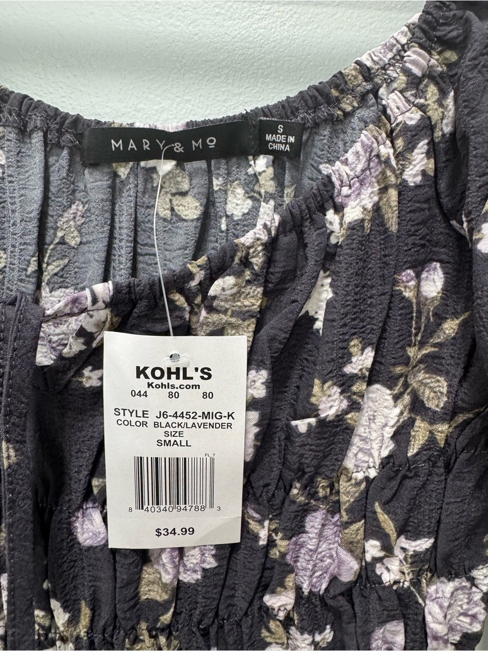 Mary & Mo Floral Smocked Mini Dress in Black. Size Small. NWT - Picture 5 of 9